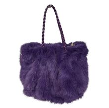 Sac fourre-tout plissé en fausse fourrure luxueuse à anses tressées