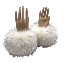 Manchons de poignet en fausse fourrure longue style marmotte