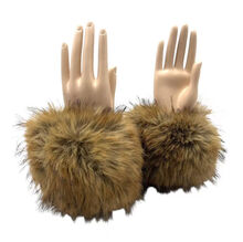 Manchons de poignet en fausse fourrure longue style marmotte