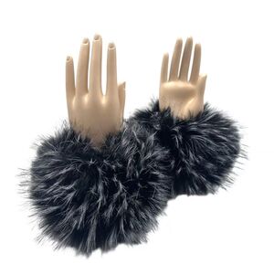 Manchons de poignet en fausse fourrure longue style marmotte