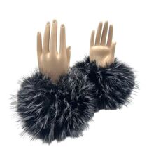 Manchons de poignet en fausse fourrure longue style marmotte