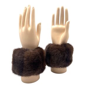 Manchons de poignet en fourrure synthétique luxueuse pour femme