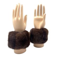 Manchons de poignet en fourrure synthétique luxueuse pour femme