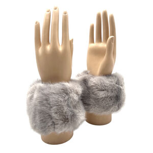 Manchons de poignet en fourrure synthétique luxueuse pour femme