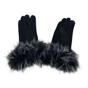 Gants en suédine douce avec fausse fourrure au niveau du poignet