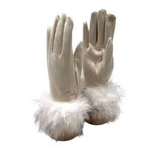 Gants en suédine douce avec fausse fourrure au niveau du poignet