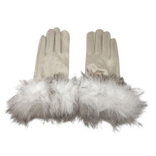 Gants en suédine douce avec fausse fourrure au niveau du poignet