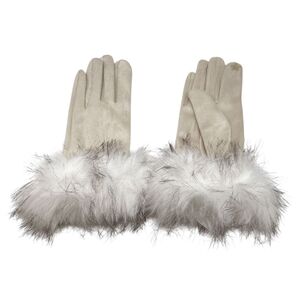 Gants en suédine douce avec fausse fourrure au niveau du poignet