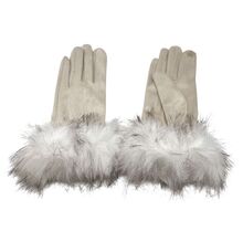 Gants en suédine douce avec fausse fourrure au niveau du poignet