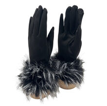 Gants en suédine douce avec fausse fourrure au niveau du poignet