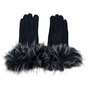 Gants en suédine douce avec fausse fourrure au niveau du poignet