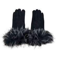 Gants en suédine douce avec fausse fourrure au niveau du poignet