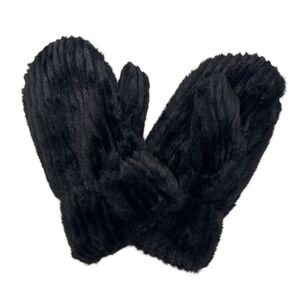 Moufles en fausse fourrure unie avec des fines côtes verticales