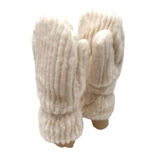 Moufles en fausse fourrure unie avec des fines côtes verticales