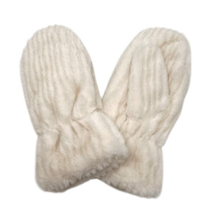 Moufles en fausse fourrure unie avec des fines côtes verticales