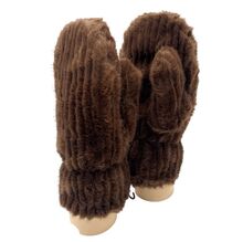 Moufles en fausse fourrure unie avec des fines côtes verticales