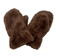 Moufles en fausse fourrure unie avec des fines côtes verticales