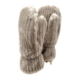 Moufles en fausse fourrure unie avec des fines côtes verticales