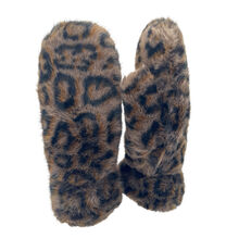 Moufles en 100% polyester fausse fourrure à motif de léopard