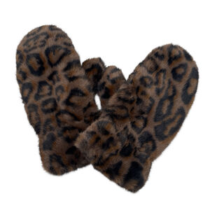 Moufles en 100% polyester fausse fourrure à motif de léopard
