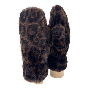Moufles en 100% polyester fausse fourrure à motif de léopard