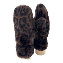 Moufles en 100% polyester fausse fourrure à motif de léopard