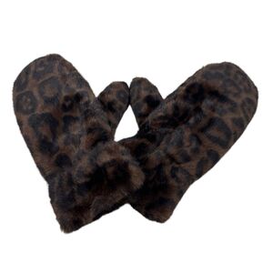 Moufles en 100% polyester fausse fourrure à motif de léopard