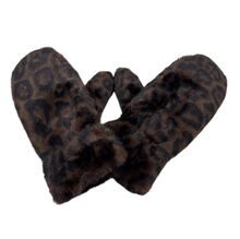 Moufles en 100% polyester fausse fourrure à motif de léopard