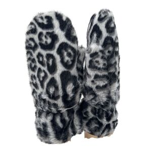 Moufles en 100% polyester fausse fourrure à motif de léopard