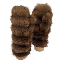 Moufles épaisses en fausse fourrure design rayé sophistiqué