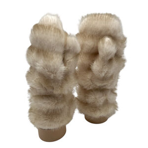 Moufles épaisses en fausse fourrure design rayé sophistiqué