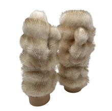 Moufles épaisses en fausse fourrure design rayé sophistiqué