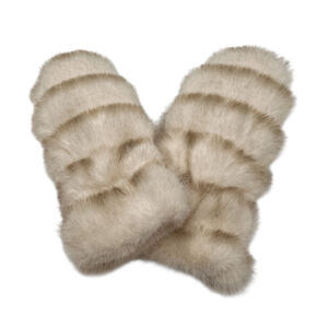 Moufles épaisses en fausse fourrure design rayé sophistiqué