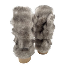 Moufles épaisses en fausse fourrure design rayé sophistiqué