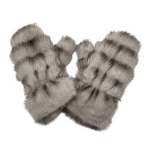 Moufles épaisses en fausse fourrure design rayé sophistiqué