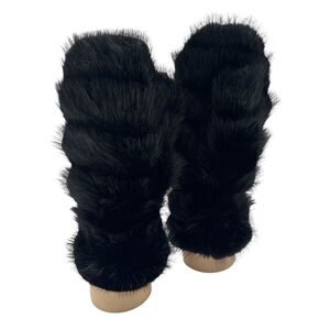 Moufles épaisses en fausse fourrure design rayé sophistiqué