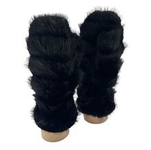 Moufles épaisses en fausse fourrure design rayé sophistiqué