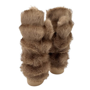 Moufles épaisses en fausse fourrure design rayé sophistiqué