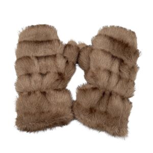 Moufles épaisses en fausse fourrure design rayé sophistiqué