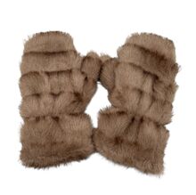 Moufles épaisses en fausse fourrure design rayé sophistiqué