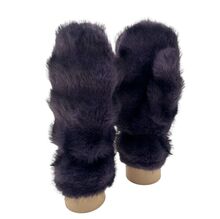 Moufles épaisses en fausse fourrure design rayé sophistiqué