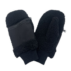 Moufles en fausse fourrure style mouton avec mini poche zippée