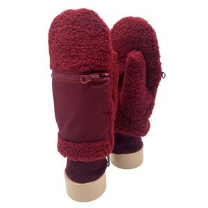 Moufles en fausse fourrure style mouton avec mini poche zippée