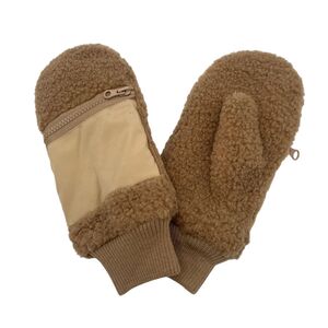 Moufles en fausse fourrure style mouton avec mini poche zippée