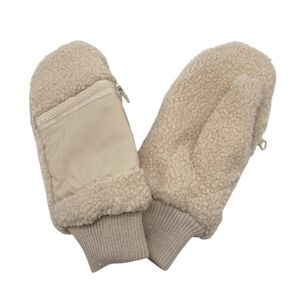 Moufles en fausse fourrure style mouton avec mini poche zippée