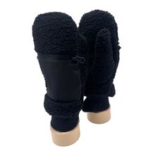 Moufles en fausse fourrure style mouton avec mini poche zippée