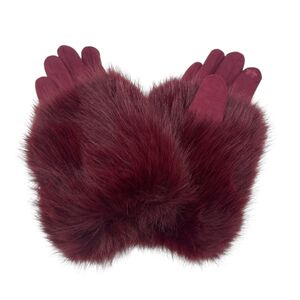 Gants élégants en suédine pour femme avec fausse fourrure