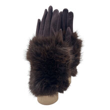 Gants élégants en suédine pour femme avec fausse fourrure