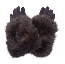 Gants élégants en suédine pour femme avec fausse fourrure