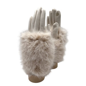 Gants élégants en suédine pour femme avec fausse fourrure